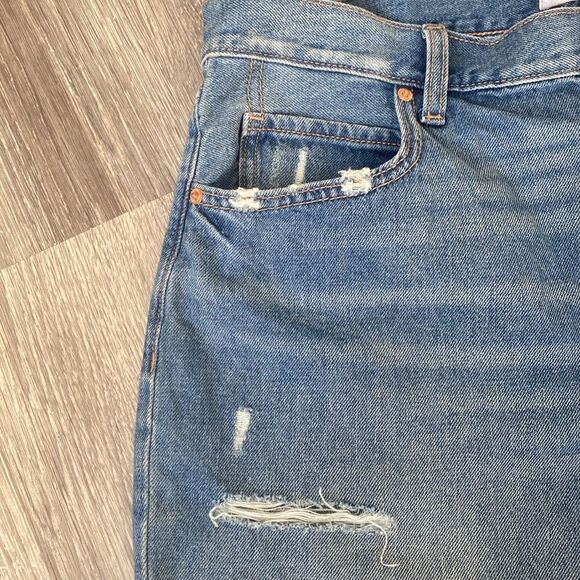 Zara Denim shorts Washed Distressed Unfinished Hem Plus size 20 Boho Moto NWT - Picture 7 of 9